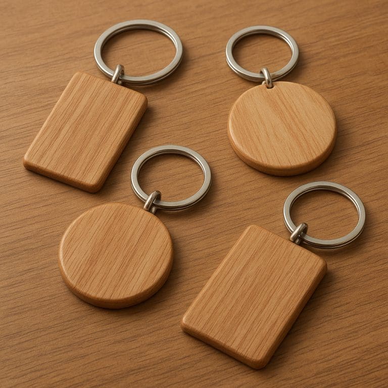 Drewniane breloki z personalizacją dla firm